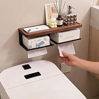 实木卫生间纸巾盒胡桃木壁挂