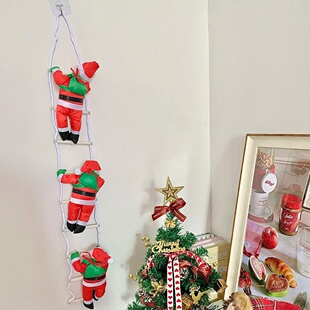 圣诞老人爬绳爬窗玩具圣诞节装饰品小摆件圣诞树挂件场景布置挂饰