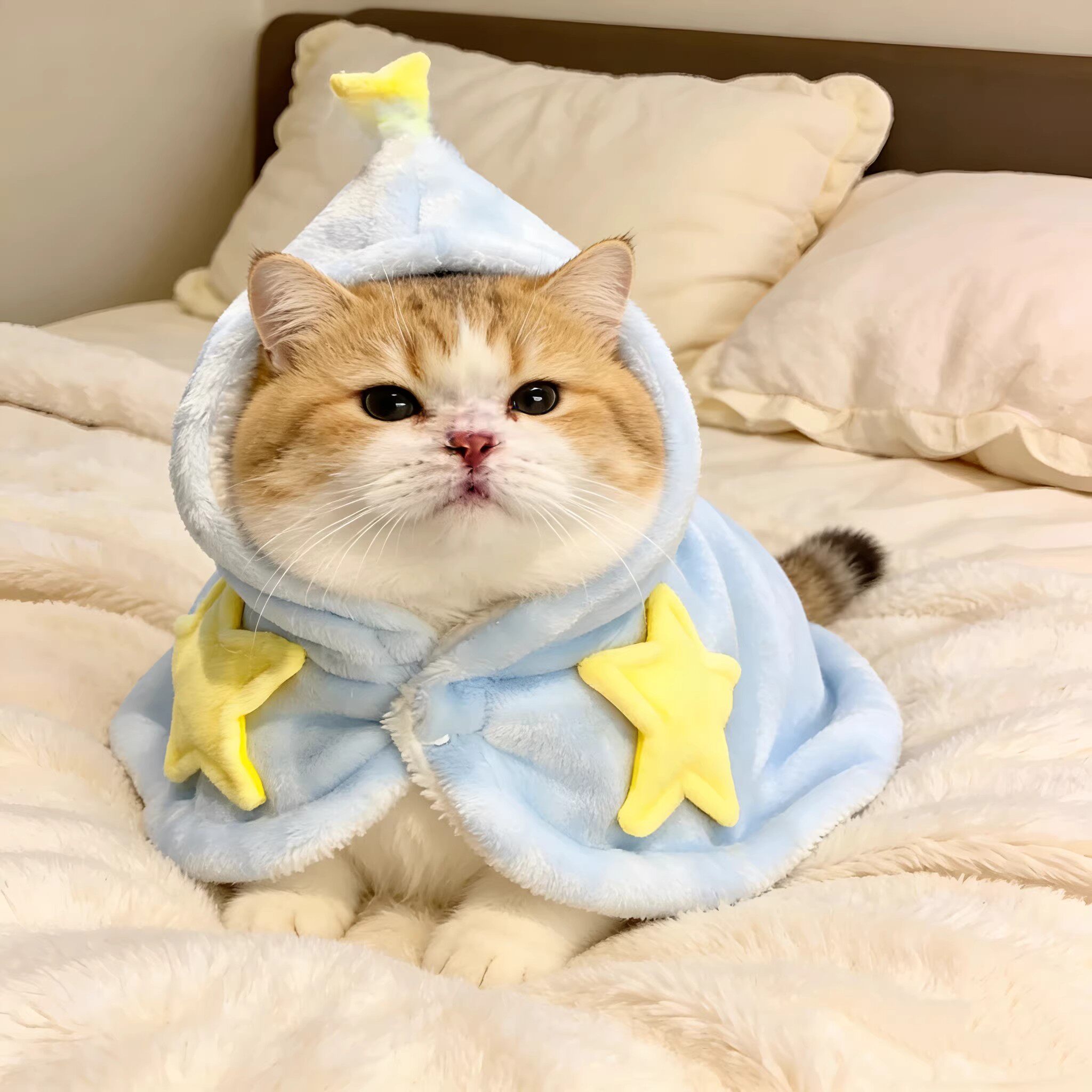 猫咪斗篷宠物睡袋狗狗睡衣小猫小狗被子保暖双面法兰绒立体五角星