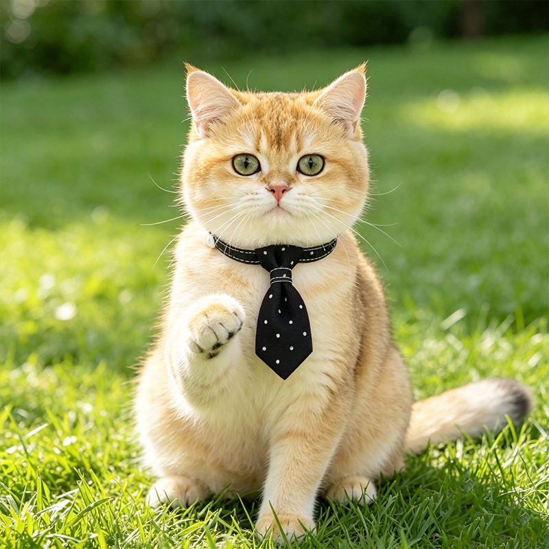 萌尚乐园 宠物猫咪波点领带可爱造型装饰项圈通用型黑色领带