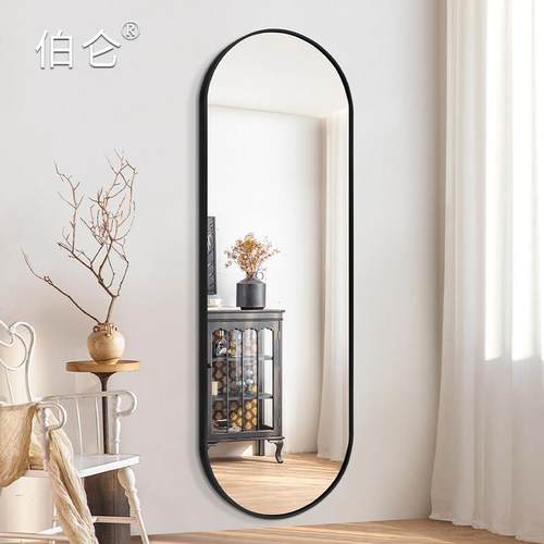 镜子全身镜家用卧室椭圆全身镜贴墙衣帽间全身镜子ins拍照挂墙镜