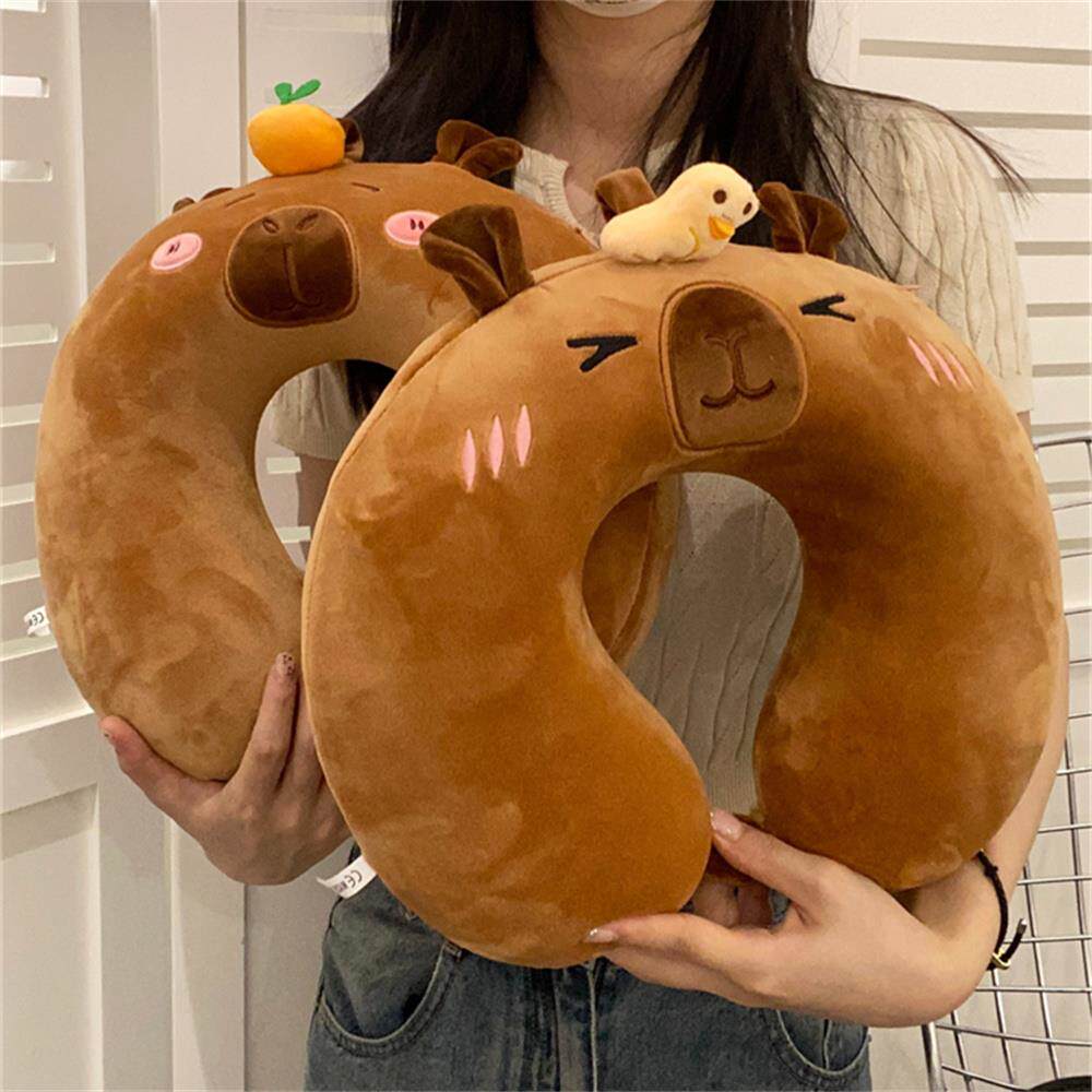 卡通卡皮巴拉护颈U型枕可拆洗记忆棉高弹旅行午睡枕助眠趴趴颈枕