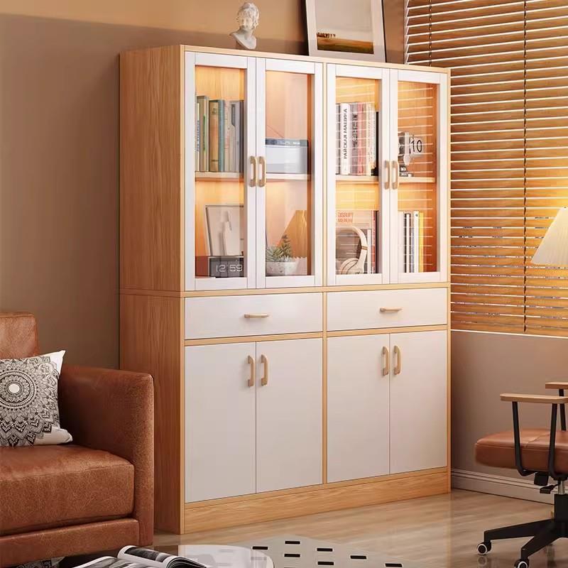 客厅书柜落地带门展示柜防尘收纳柜靠墙简约置物架多层可储物书架