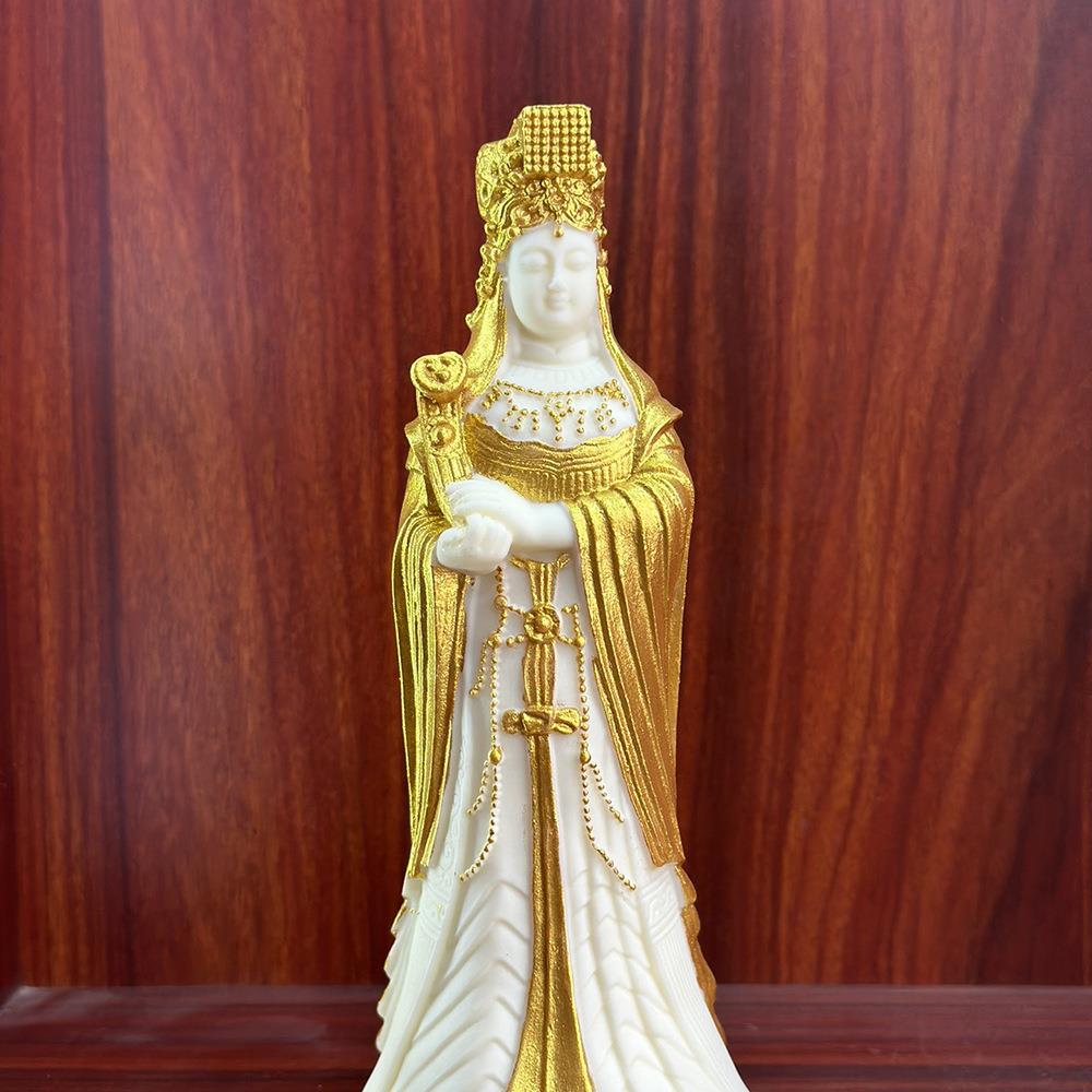 象牙果雕刻海神天后圣母妈祖娘娘神像21*6.5*6cm家居客厅桌面摆件