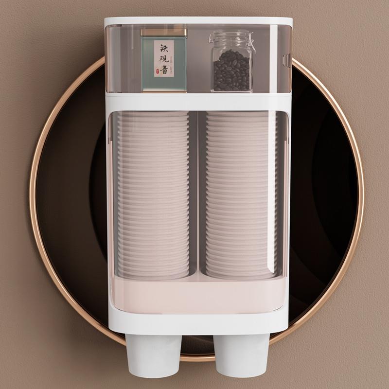 网红高端纸杯架饮水机装一次性杯子水杯全自动塑料盒取杯器免打孔