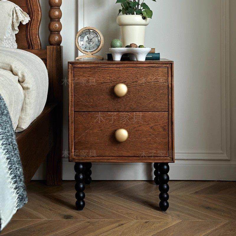 木子法式覆古实木中古色露比床头柜小户型卧室收纳柜收纳柜床边柜,住宅家具,床头柜,淘宝优惠券,粉丝福利购,淘宝优惠卷
