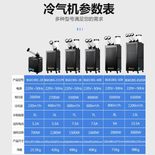 宝工工业冷风机车间移动空调厨房降温设备压缩机制冷商用冷气机