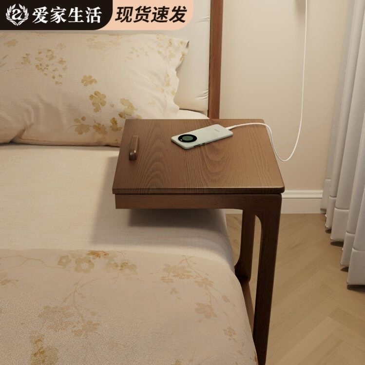 实木床头柜沙发边几可移动角几翻盖床头桌子客厅带轮小茶台边柜