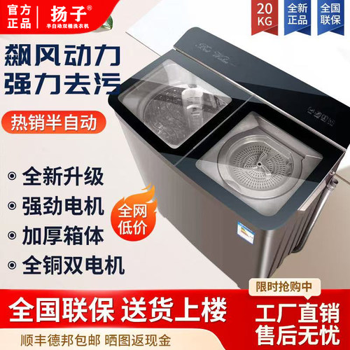扬子20kg双桶洗衣机双电机强劲