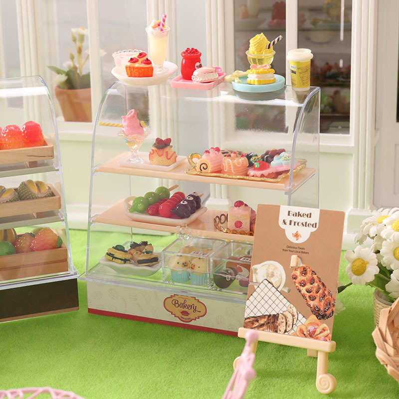 迷你超市货柜bjd微缩蛋糕柜dollhouse展示架ob11透明柜子模型道