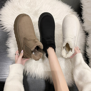 shoes women雪地靴女冬保暖学生大码棉鞋女鞋新款纯色松紧口平底