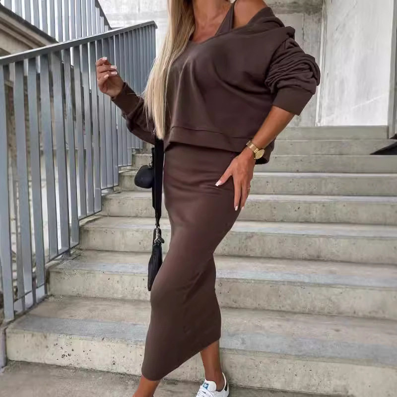 women clothes冬季新款欧美无袖连衣裙 连帽卫衣短款上衣套装