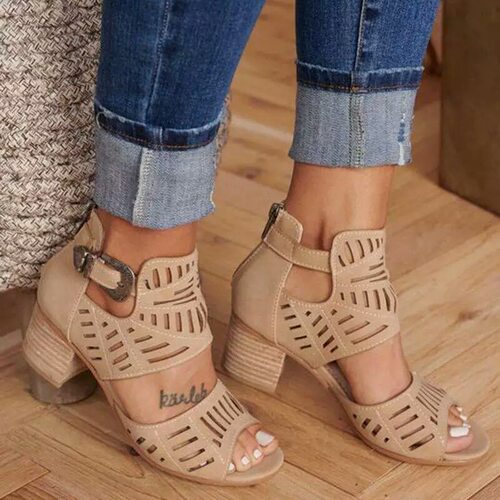 shoeswomen粗跟高跟鱼嘴