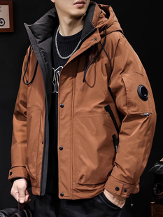 法国高端品牌90%白鸭绒羽绒服男士加厚保暖砖红冬季男款休闲外套