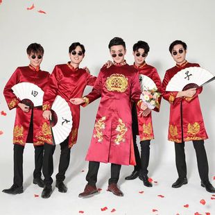 出租伴郎服中式 长袍大褂民国相声服表演出服 婚礼兄弟团中国风唐装
