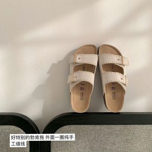 女夏外穿拖鞋 真皮厚底鞋 sheil 沙滩凉拖 费城老街