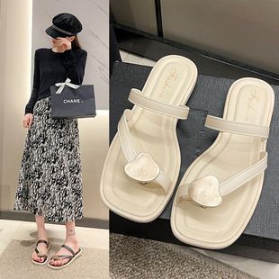 夏新款 夹脚平底女拖鞋 高颜值金漆时尚 百搭外穿海边沙滩鞋