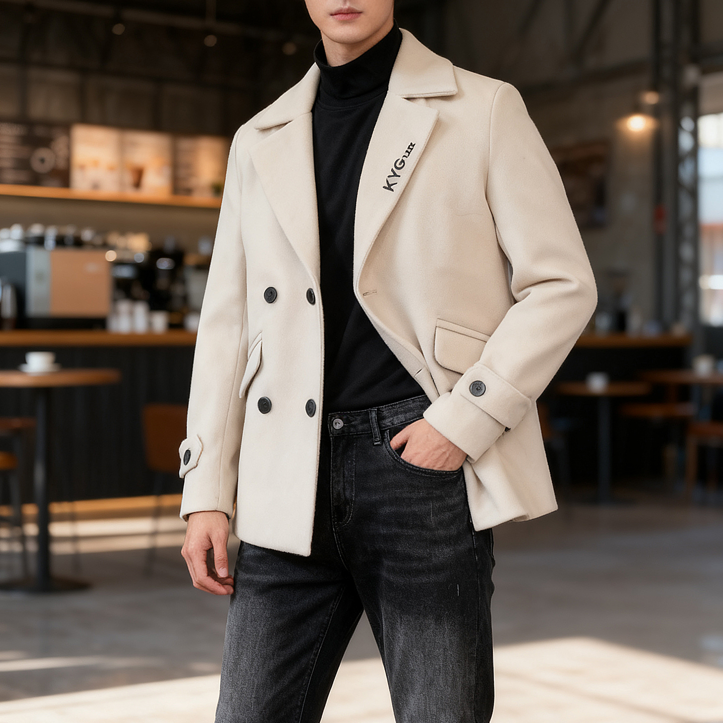 2025新款男士小众设计感毛呢大衣