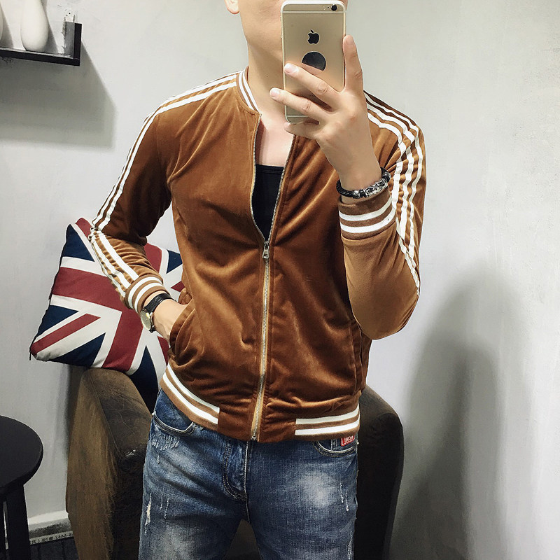 男士长袖外套春秋修身棒球领休闲夹克韩版青少年学生薄款帅气上衣