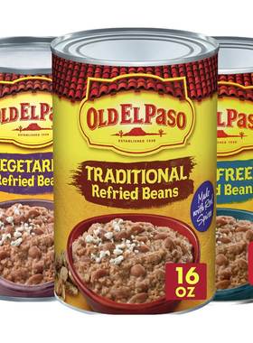 Old El Paso Refried Beans美国欧帕少脂香辣黑豆素食豆茸炒豆酱