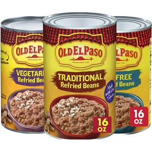 Old El Paso Refried Beans美国欧帕少脂香辣黑豆素食豆茸炒豆酱