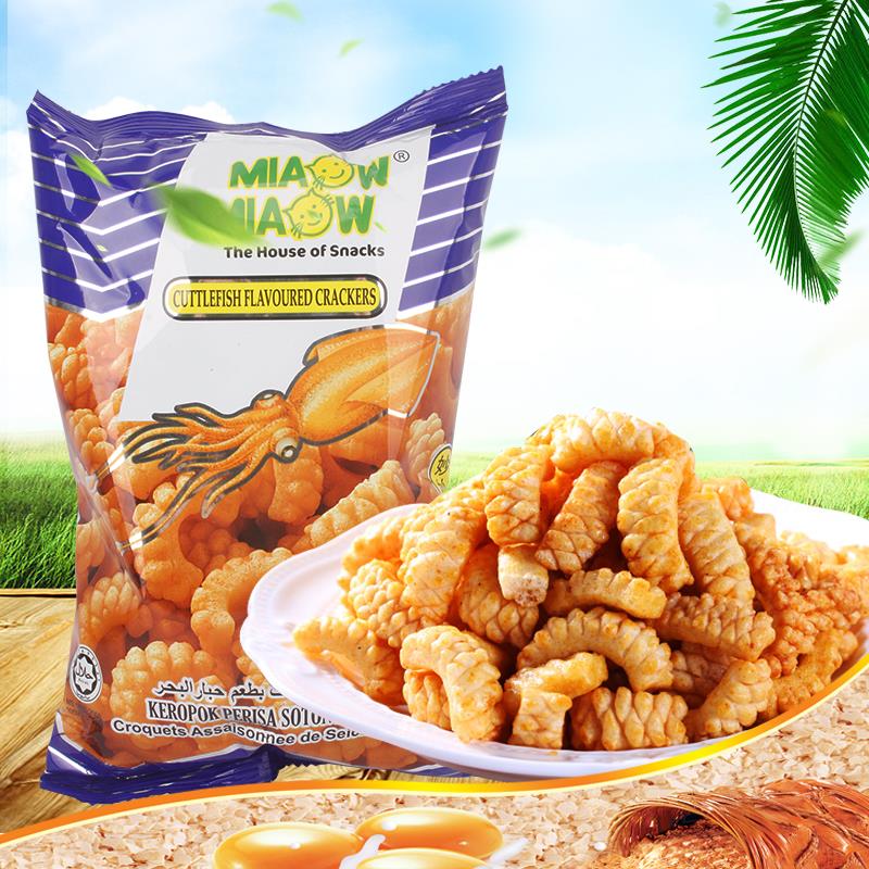 马来西亚妙妙鱿鱼味卷60g袋装鱿鱼酥办公室休闲膨化进口零食品
