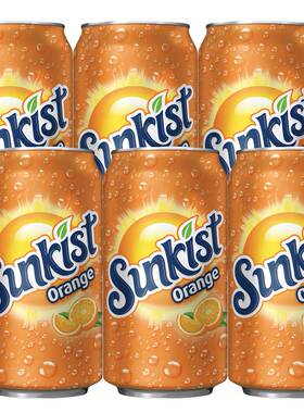 美国原装进口Sunkist Orange新奇士橙味汽水355ml易拉罐碳酸饮料