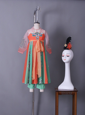 桃李杯唐印舞蹈服独舞唐俑演出服汉唐风群舞儿童古典舞蹈服剧目服