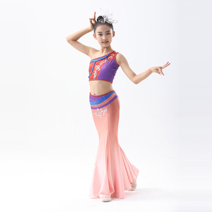 灵舞蹈服女童傣族剧目艺考傣族舞民间民族演出服兰花奖紫陶灵服装