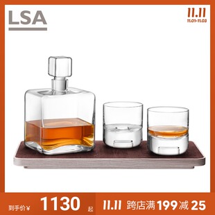 英国LSA 威士忌酒杯酒樽醒酒器闻香杯玻璃洋酒杯托盘 Cask酒具套装