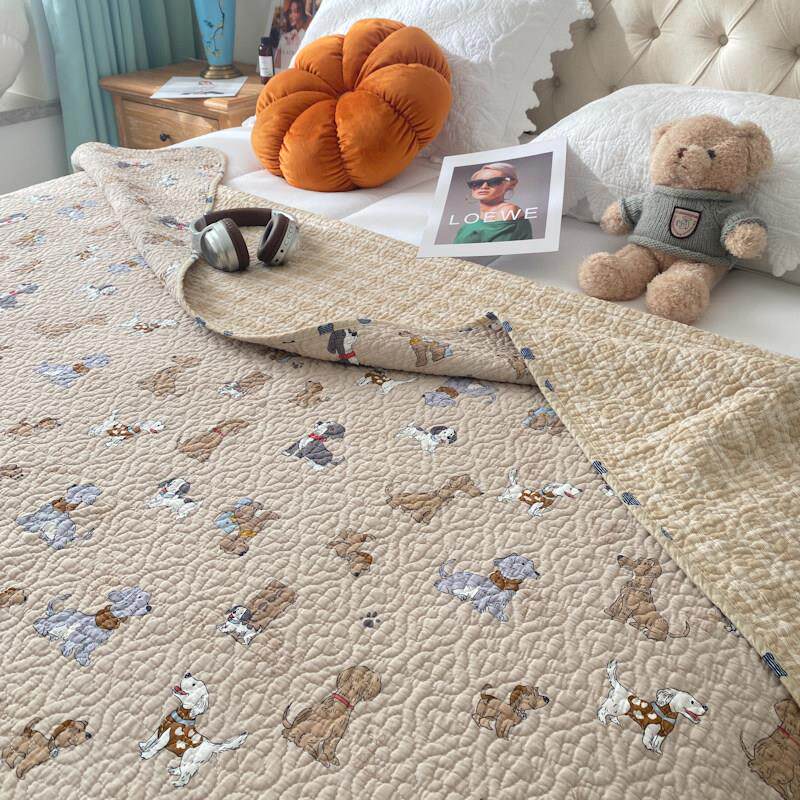 特惠床单韩国儿童床盖双面斜纹纯棉砂洗被水洗被绗缝被衍缝床垫