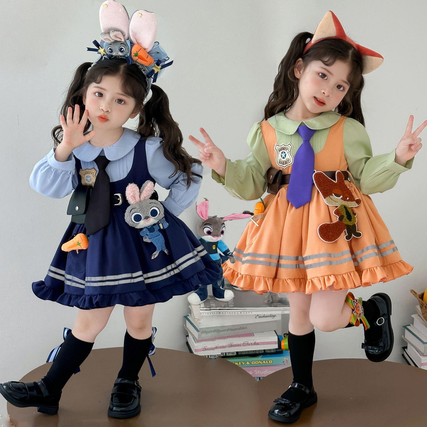 兔子警官和狐狸尼克衣服cos服装朱迪兔子警官连衣裙女童公主裙