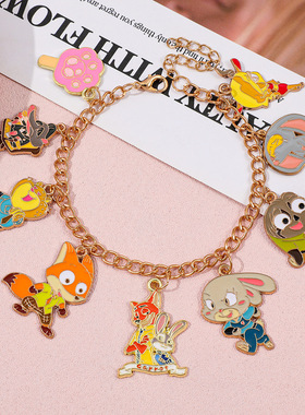 欧美热销卡通动漫可爱魅力时尚合金兔子吊坠疯狂动物城联名手链