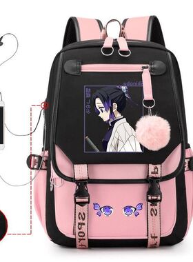鬼灭之刃联名书包demon slayer潮流USB大容量学生护脊双肩包