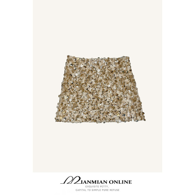 MIANMIANONLINE“琉璃”中共亮片设计感半身裙显瘦包臀短裙1131