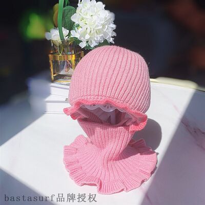 网红Core spun yarn winter pure color lace hat Bib split suit