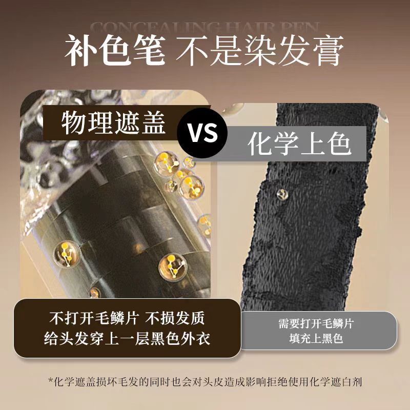 热销美发笔遮盖白发神器不掉色一次性染头发笔植物补色补发根黑发