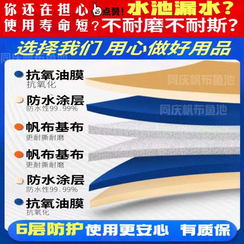 热销防水刀刮布专用帆布鱼池养殖黄鳝蓄水池帆布鱼池不带支架