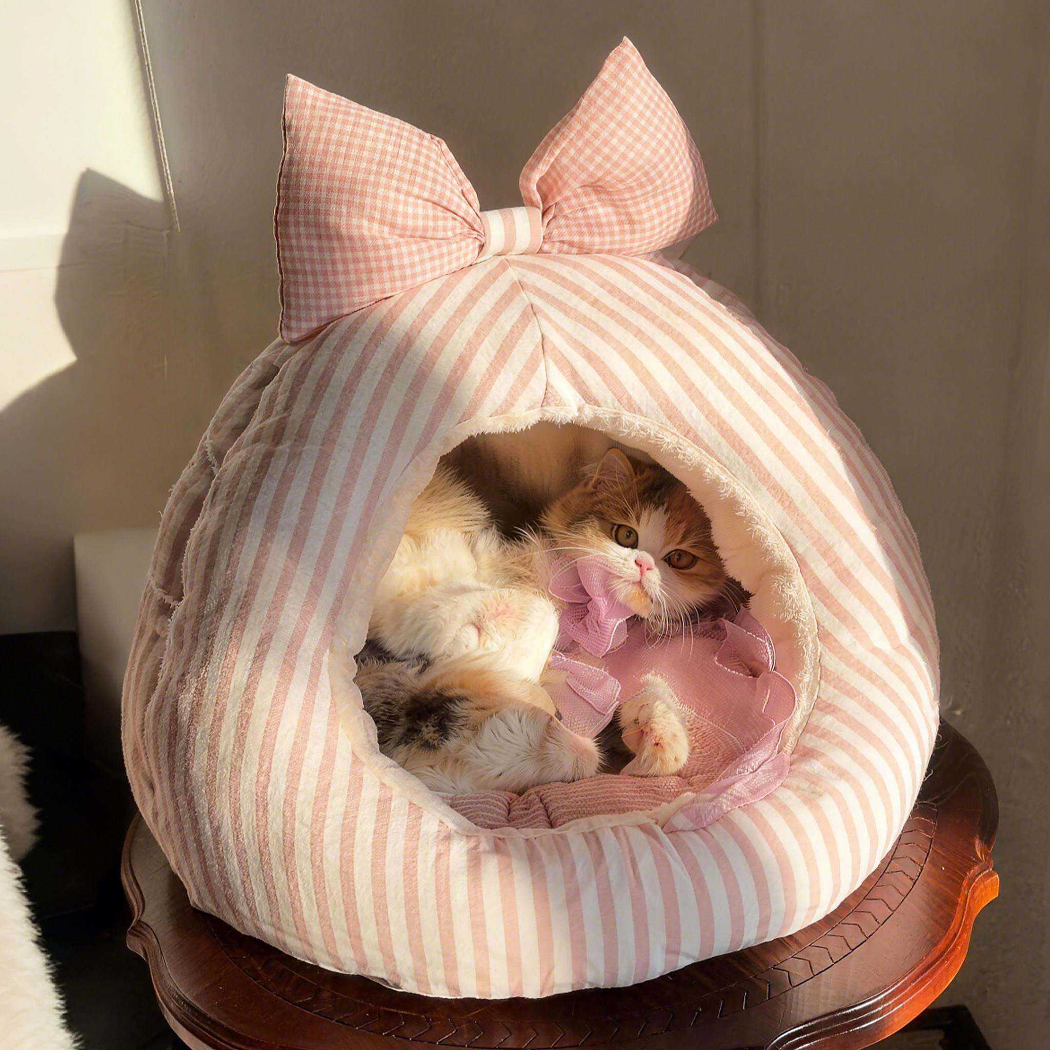 蝴蝶结猫窝冬加厚狗窝半封闭式