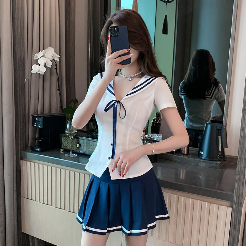足疗足浴按摩spa养生洗浴学院风技师工作服女性感气质职业套装裙
