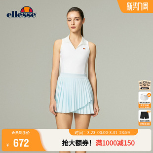 ellesse小贝壳26春夏新品网球裙轻盈工字背心百褶裙无袖连衣裙女