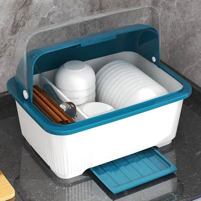 厨房碗筷沥水架带消毒碗柜碗架家用碗碟置物架收纳盒带盖装碗盘箱