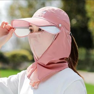 防晒帽子女生遮阳夏季 骑车户外护颈防晒度假旅游防紫外线遮脸面罩