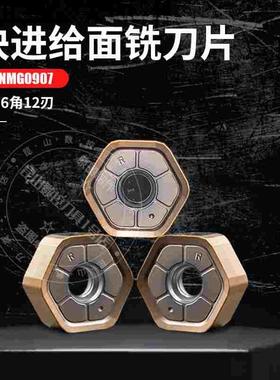 快进给面铣刀片HNMG0907ANSN代替普拉米特12刃刀头0907钢件不锈钢