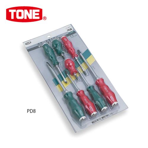 日本前田 TONE改锥套件一字十字螺丝刀套装 PD8 起子组8件装通杆