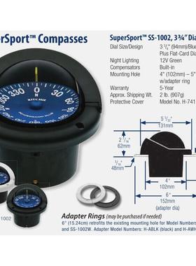 原装美国进口Ritchie ss1002 游艇磁罗经 游艇指南针 进口磁罗经