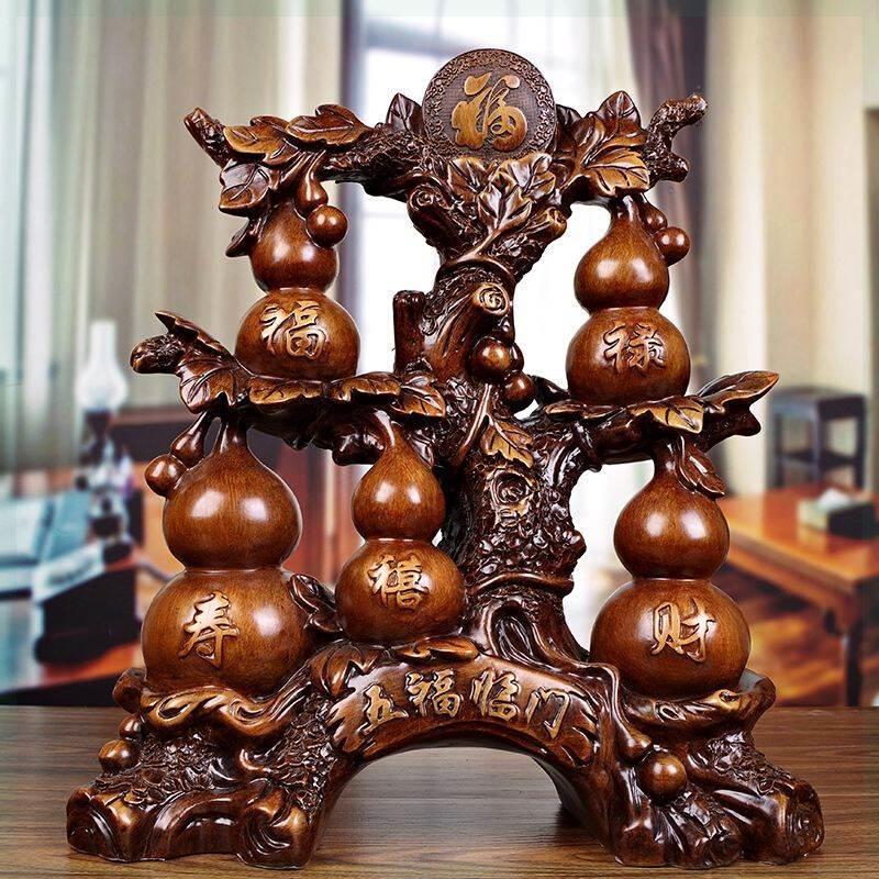 招财葫芦五福临门树脂摆件客厅电视柜玄关酒柜博古架装饰工艺礼品