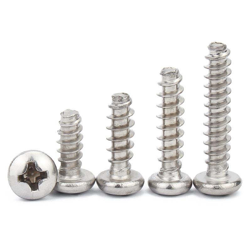 304不锈钢盘头十字螺丝钉圆头平尾自攻螺丝M1M1.2M1.4-M2M3M4M5