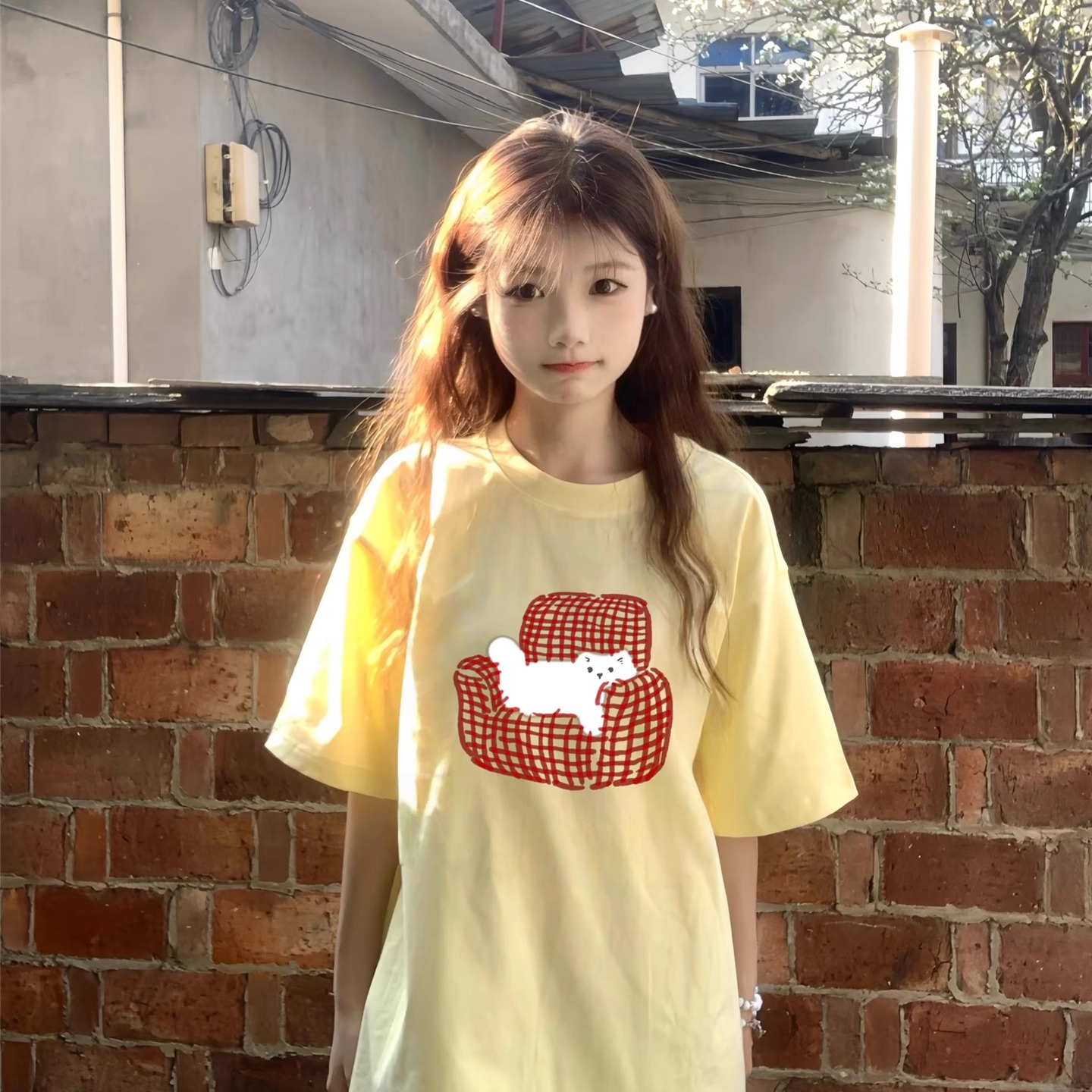 2025新款爆款夏季纯棉正肩设计感小众美式宽松短袖t恤女半袖上衣