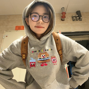 宽松oversize美式 秋冬加绒加厚卫衣女2025新款 连帽衫 薄款 高街 爆款